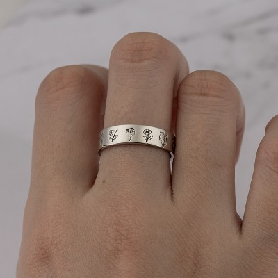 Anillo de flor de nacimiento personalizado 1-12 Regalo de Navidad para ella