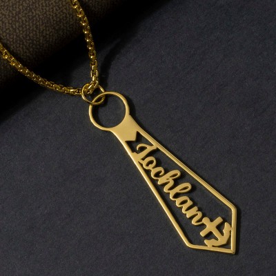 Collar con nombre colgante en forma de corbata personalizado
