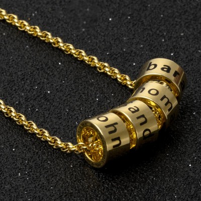 Collar con Nombre de Perlas Personalizadas con Grabado 1-10 Nombres