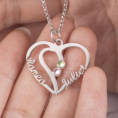 Collar con 2 nombres personalizados Collar en forma de corazón Collar para parejas