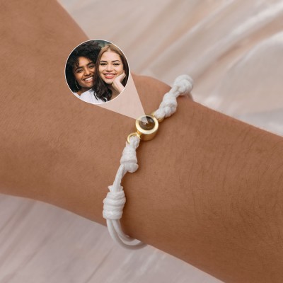 Pulsera de proyección fotográfica conmemorativa de cuerda trenzada personalizada para mamá, abuela