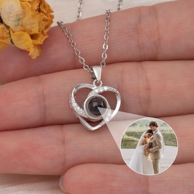 Collar personalizado con proyección de fotos de mascotas con forma de corazón, regalo para ella