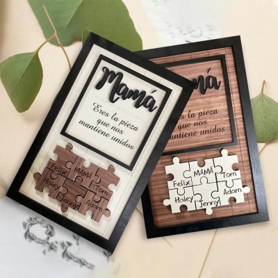 Piezas de rompecabezas personalizadas Signo de nombre Regalo del día de la madre