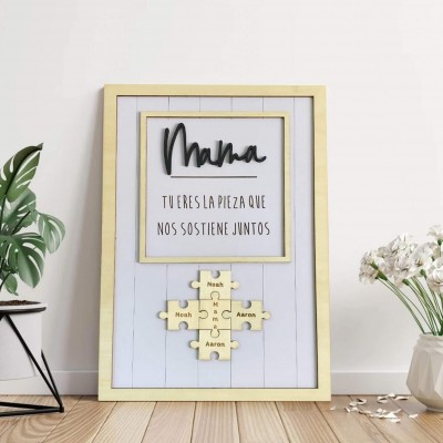 Piezas de rompecabezas personalizadas Signo de nombre Regalo del día de la madre