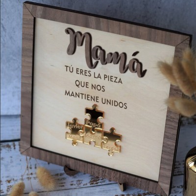 Piezas de rompecabezas personalizadas Signo de nombre Regalo del día de la madre