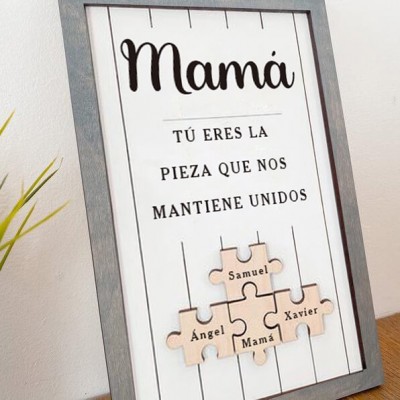 Piezas de rompecabezas personalizadas Signo de nombre Regalo del día de la madre