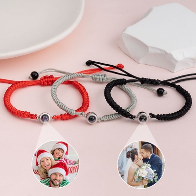 Pulsera de proyección de fotos conmemorativa de cuerda trenzada personalizada, regalo de Navidad, regalo para madre