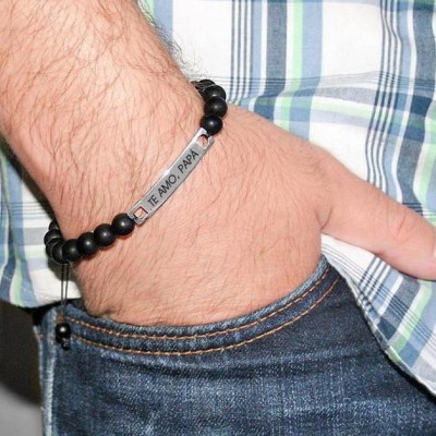 Pulsera de abalorios personalizados con barra grabada