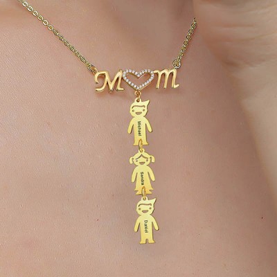 Collar de corazón de mamá personalizado con colgantes de 1-10 niños regalo para mamá
