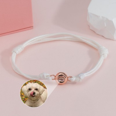 Pulsera de proyección de fotos de cuerda trenzada personalizada, regalo para parejas, aniversario