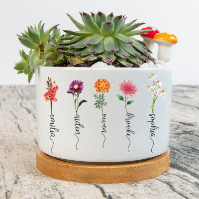 Mes de nacimiento personalizado Flor Planta Maceta Abuela Maceta suculenta Mamá Decoración para el hogar Regalo encantador para la abuela Nana