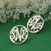 Personalized Circle Monogram Stud Earrings Sterling Silver